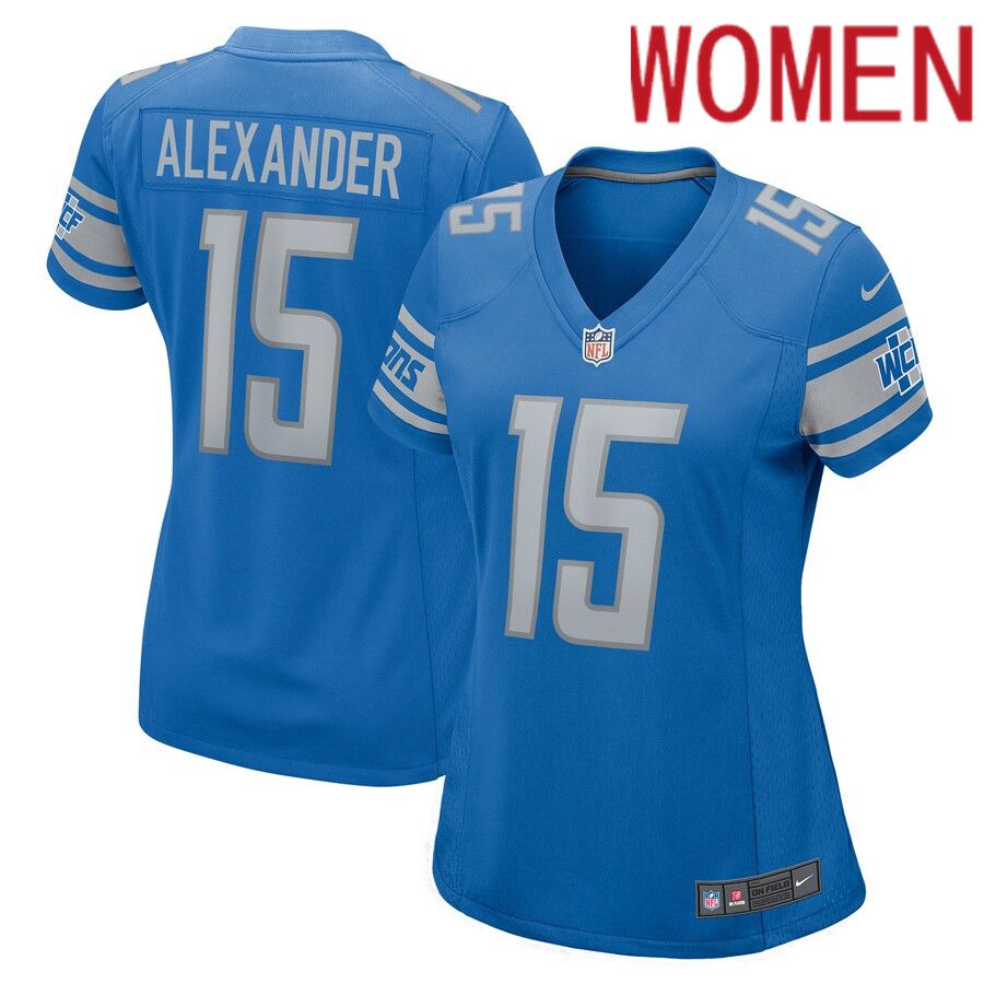 Women Detroit Lions #15 Maurice Alexander Nike Blue Player Game NFL Jersey->women nfl jersey->Women Jersey